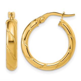 Leslie's Gold Polished and Grooved Hoop Earrings