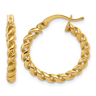 Leslie's Gold Polished and Twisted Hoop Earrings