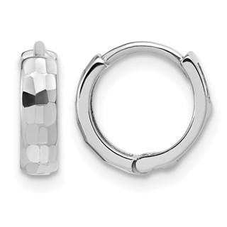 Leslie's Gold Polished and Diamond-cut Hinged Hoop Earrings