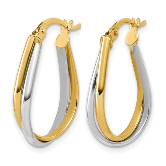 Leslie's 14K w/Rhodium Twisted Hoop Earrings