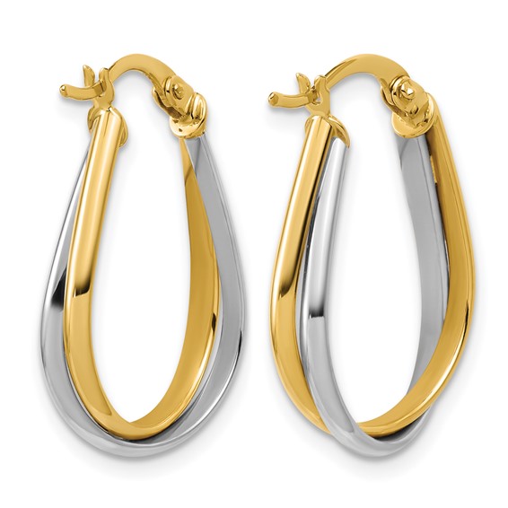 Leslie's 14K w/Rhodium Twisted Hoop Earrings