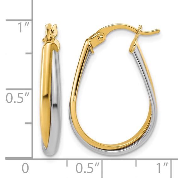 Leslie's 14K w/Rhodium Twisted Hoop Earrings