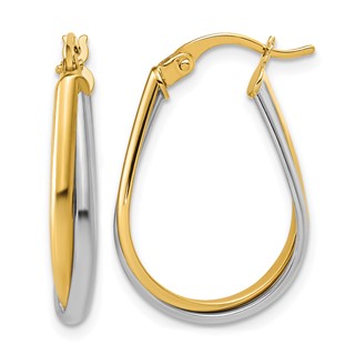 Leslie's 14K w/Rhodium Twisted Hoop Earrings