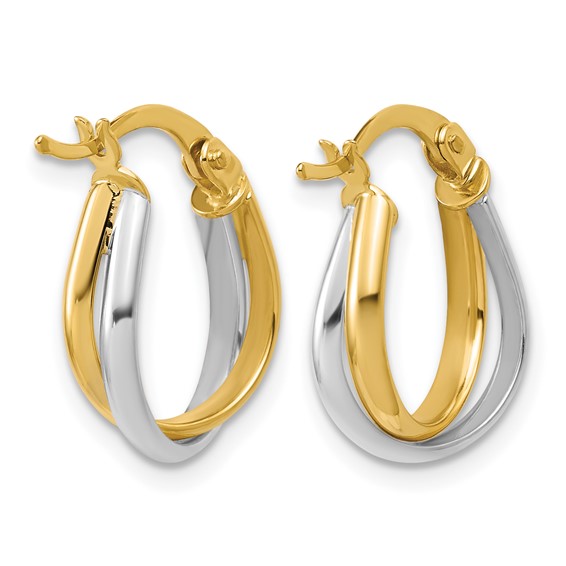 Leslie's 14K w/Rhodium Twisted Hoop Earrings