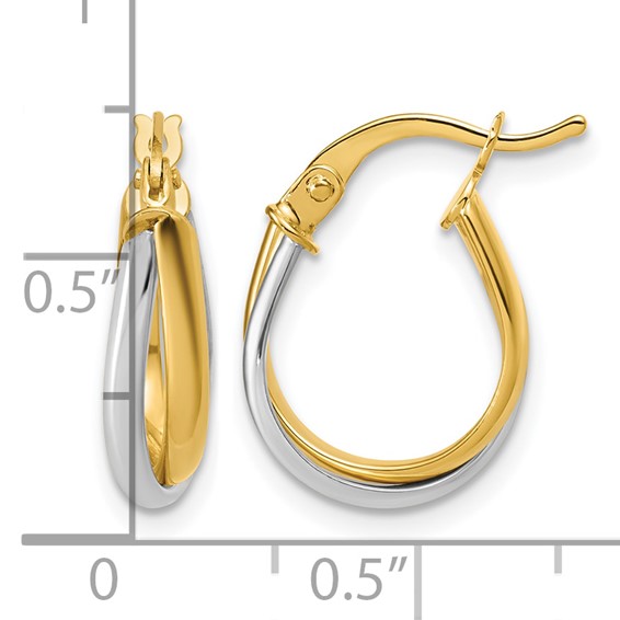 Leslie's 14K w/Rhodium Twisted Hoop Earrings