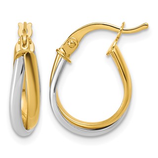 Leslie's 14K w/Rhodium Twisted Hoop Earrings