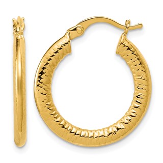 Leslie's Gold Polished and Grooved Hoop Earrings