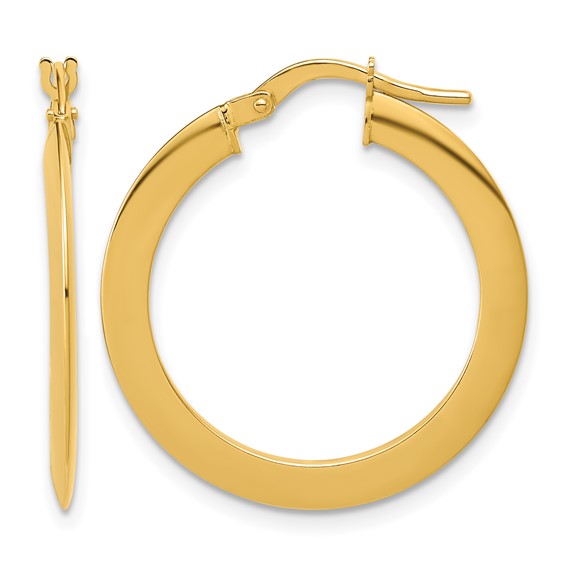 Leslie's Gold 1.50mm Polished Flat Tube Hoop Earrings