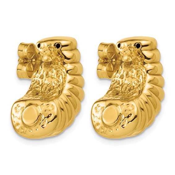 Leslie's 14K Polished and Grooved Hollow Puffed Post Earrings