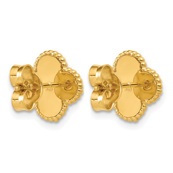 Leslie's 14K Polished and Diamond-cut Clover Post Earrings