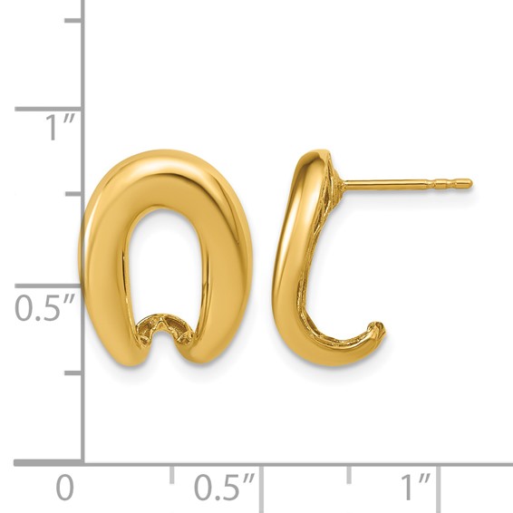 Leslie's 14K Polished Fancy J-Hoop Post Earrings