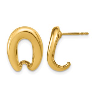 Leslie's 14K Polished Fancy J-Hoop Post Earrings