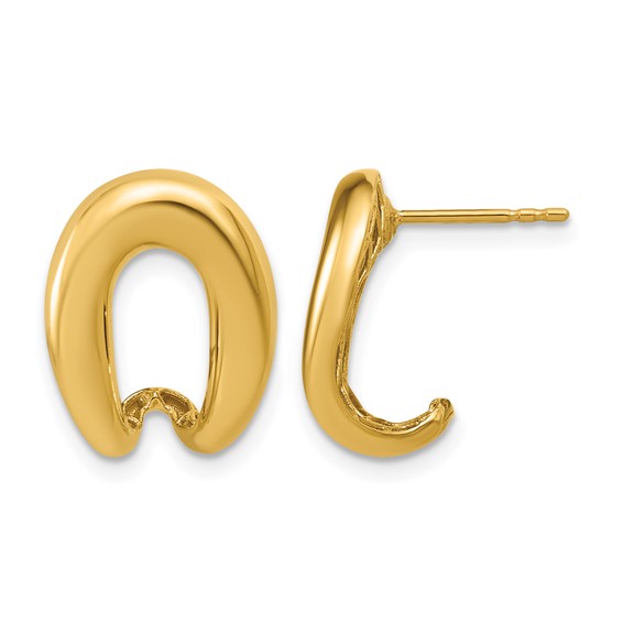 Leslie's 14K Polished Fancy J-Hoop Post Earrings