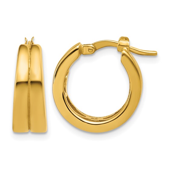 Leslie's 14K Polished Grooved Round Hoop Earrings