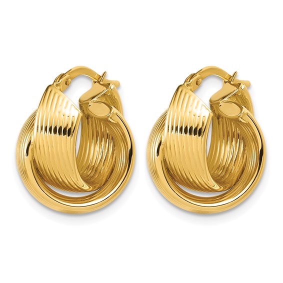 Leslie's 14K Polished Grooved and Twisted Hoop Earrings