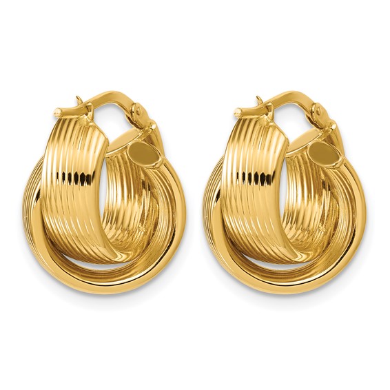 Leslie's 14K Polished Grooved and Twisted Hoop Earrings