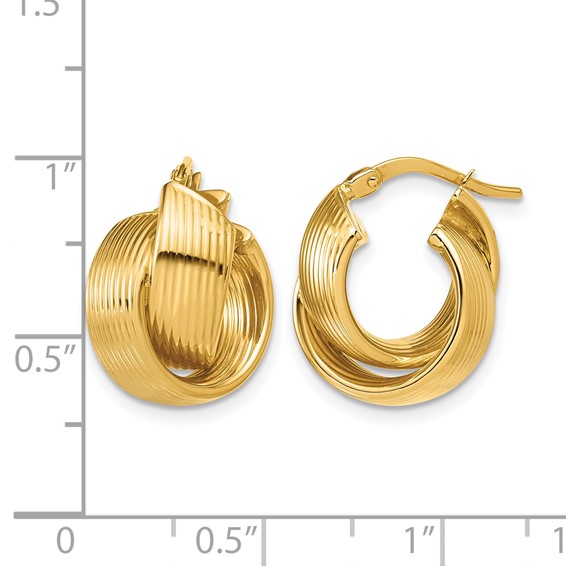 Leslie's 14K Polished Grooved and Twisted Hoop Earrings
