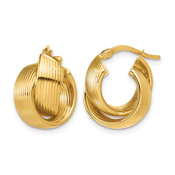 Leslie's 14K Polished Grooved and Twisted Hoop Earrings
