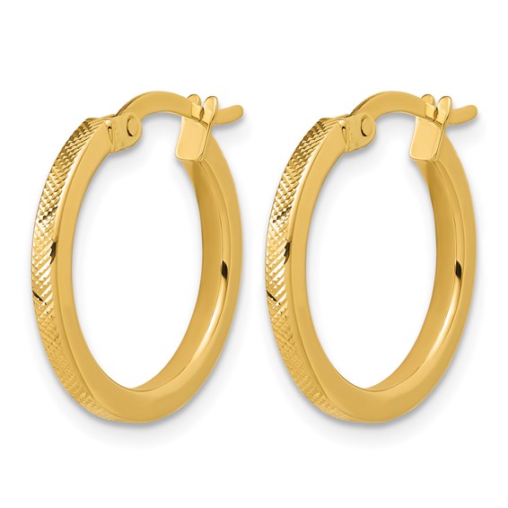 Leslie's Gold Polished and Textured Hoop Earrings