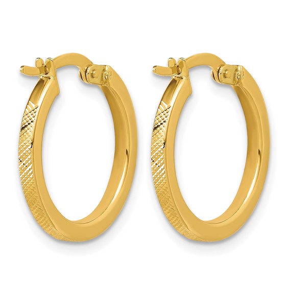 Leslie's Gold Polished and Textured Hoop Earrings