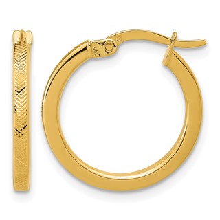 Leslie's Gold Polished and Textured Hoop Earrings