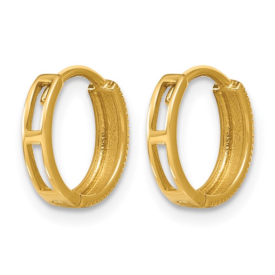 Leslie's 14K Polished Textured Huggie Hoop Earrings