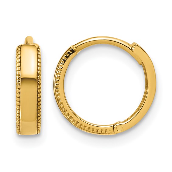 Leslie's 14K Polished Textured Huggie Hoop Earrings