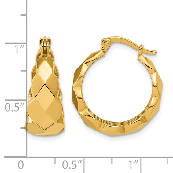Leslie's 14K Polished Faceted Hoop Earrings