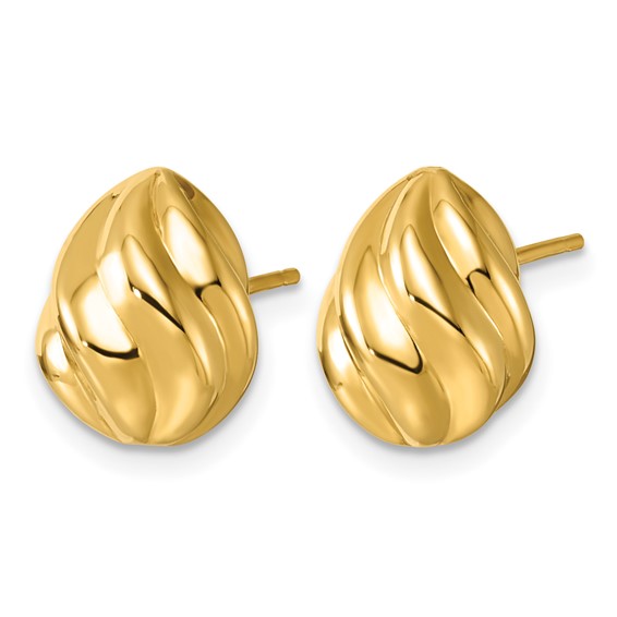 Leslie's 14K Polished Grooved Puffed Post Earrings