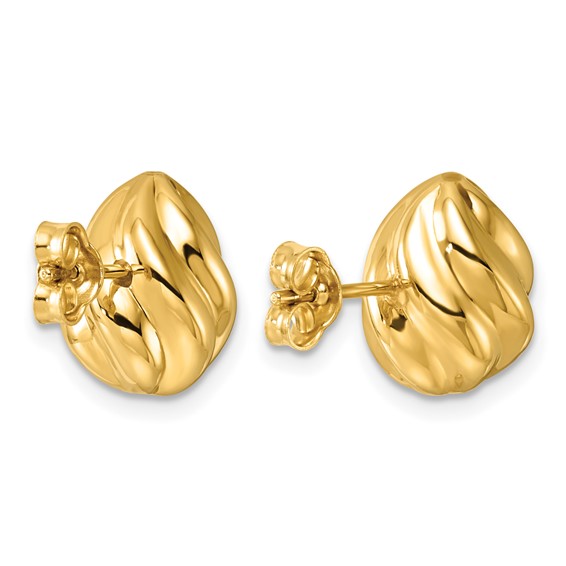 Leslie's 14K Polished Grooved Puffed Post Earrings