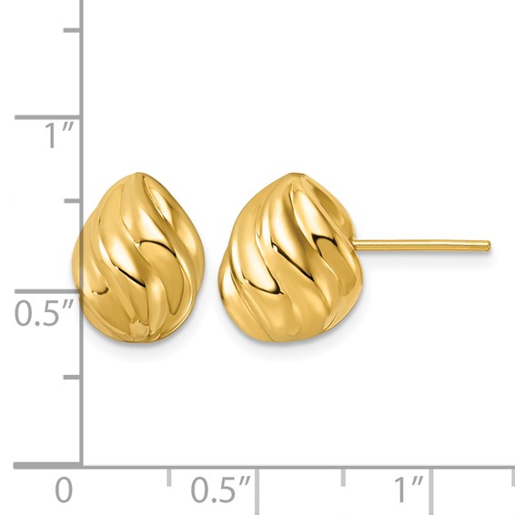 Leslie's 14K Polished Grooved Puffed Post Earrings