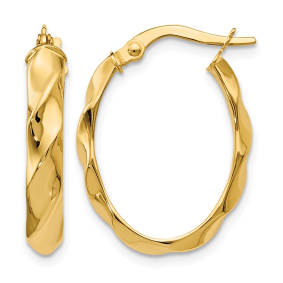 Leslie's Gold Polished and Twisted Hoop Earrings