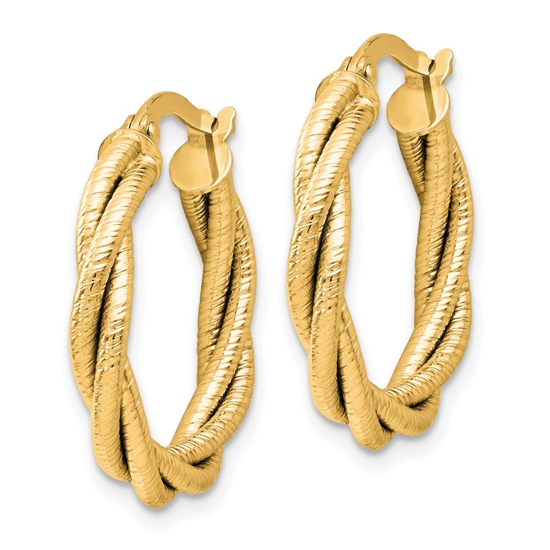 14K Twisted Triple Twist Hoop Earrings