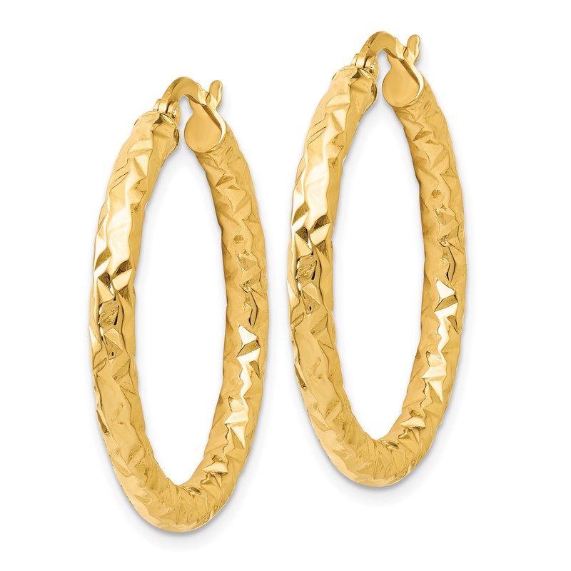 14K ForeverLite Polished and Textured Hoop Earrings