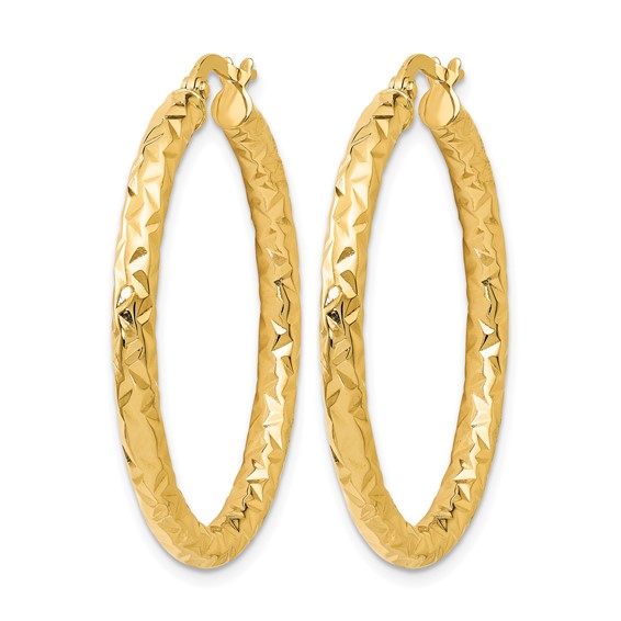 Leslie's Gold Polished and Grooved Hoop Earrings