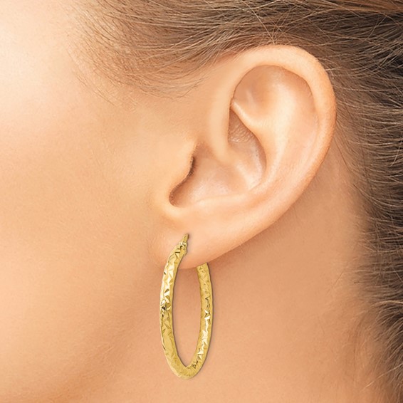 Leslie's Gold Polished and Grooved Hoop Earrings