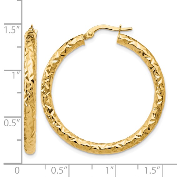 Leslie's Gold Polished and Grooved Hoop Earrings