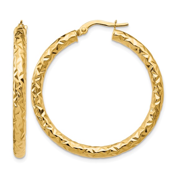 Leslie's Gold Polished and Grooved Hoop Earrings