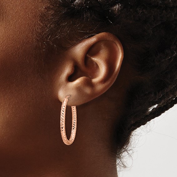Leslie's Gold Polished and Textured Hoop Earrings