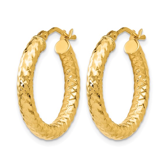 Leslie's Gold 3.00mm Diamond-cut Hoop Earrings