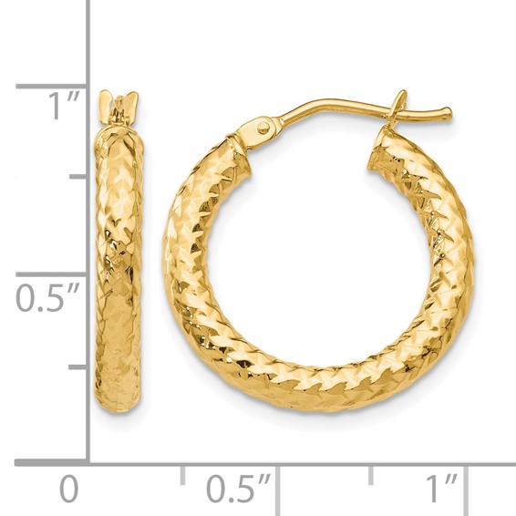 Leslie's Gold 3.00mm Diamond-cut Hoop Earrings