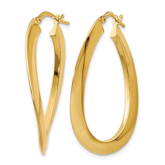 Leslie's 14K Polished Twisted Oval Hoop Earrings