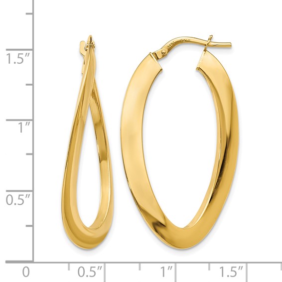Leslie's 14K Polished Twisted Oval Hoop Earrings