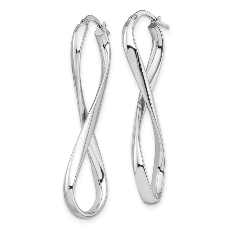 14K White Gold Polished Infinity Hoop Earrings