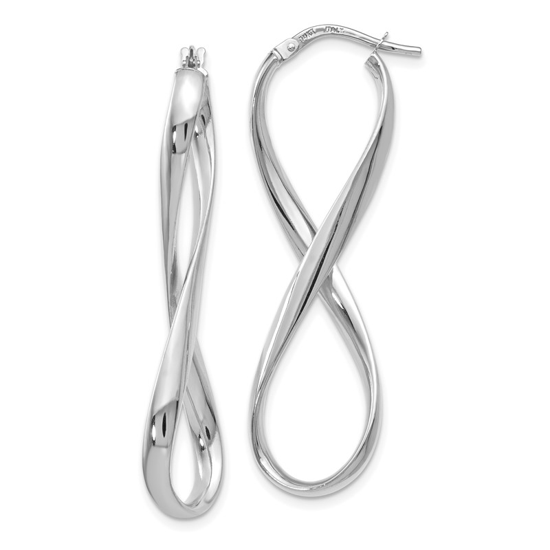 14K White Gold Polished Infinity Hoop Earrings