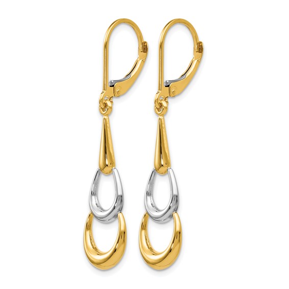 Leslie's 14K Two-tone Polished Leverback Earrings