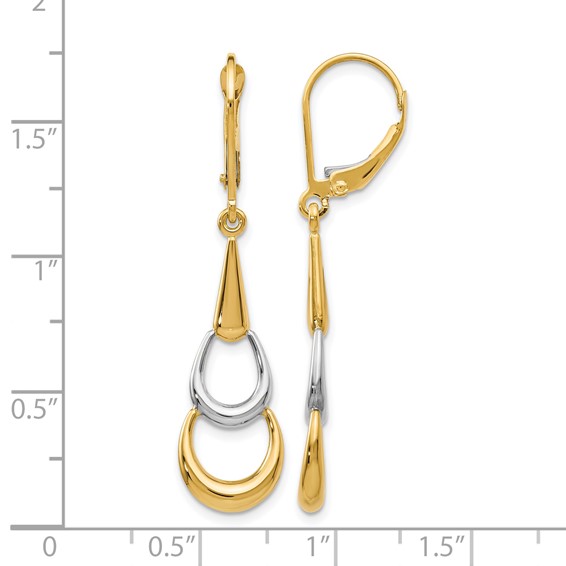 Leslie's 14K Two-tone Polished Leverback Earrings