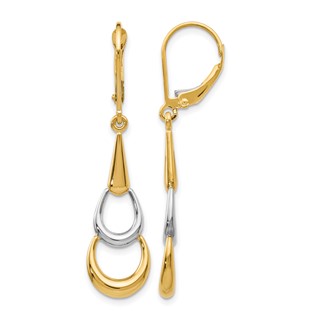 Leslie's 14K Two-tone Polished Leverback Earrings