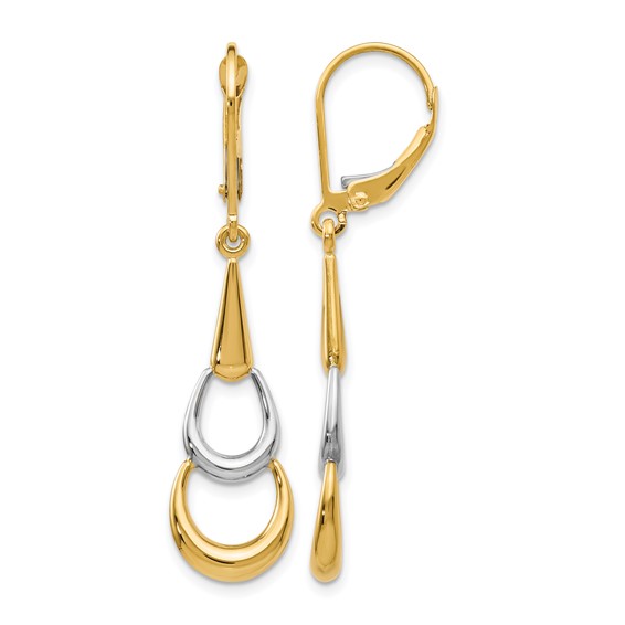 Leslie's 14K Two-tone Polished Leverback Earrings