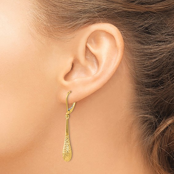 Leslie's Gold Polished and Diamond-cut Dangle Earrings